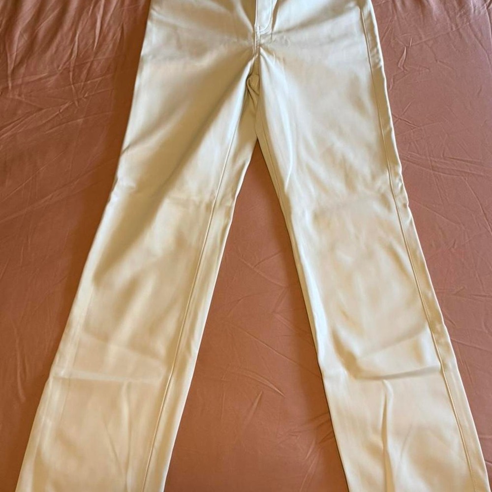 Zara cream faux leather pants